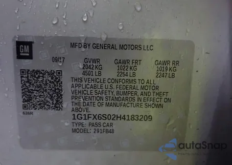 2017 Chevrolet Bolt Ev Premier из США, поврежденный, VIN 1G1FX6S02H4183209